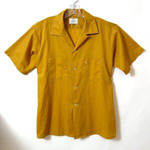 Vintage Arrow Shirt 60s Decton Perma Iron Yellow Loop Collar Mens Large 16-16.5
